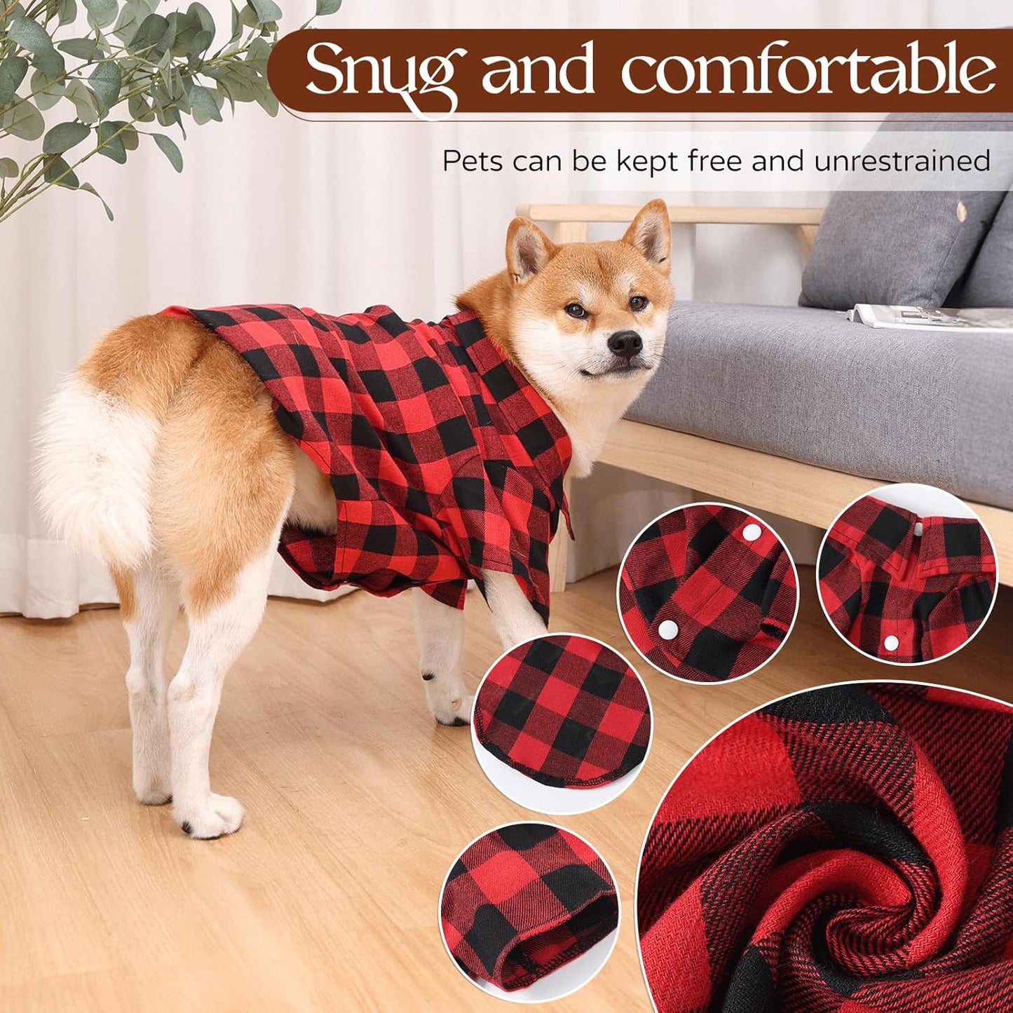 Dog Shirts Plaid Dog Shirt Dog Clothes for Small Medium Large Dogs Owner and Pet Shirts Are Sold Separately