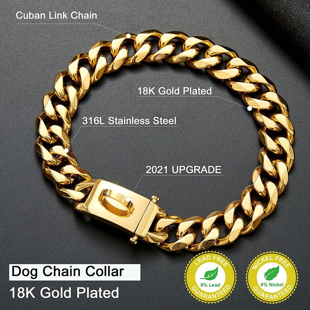 18K Cuban Link Doggie Gold Chain 