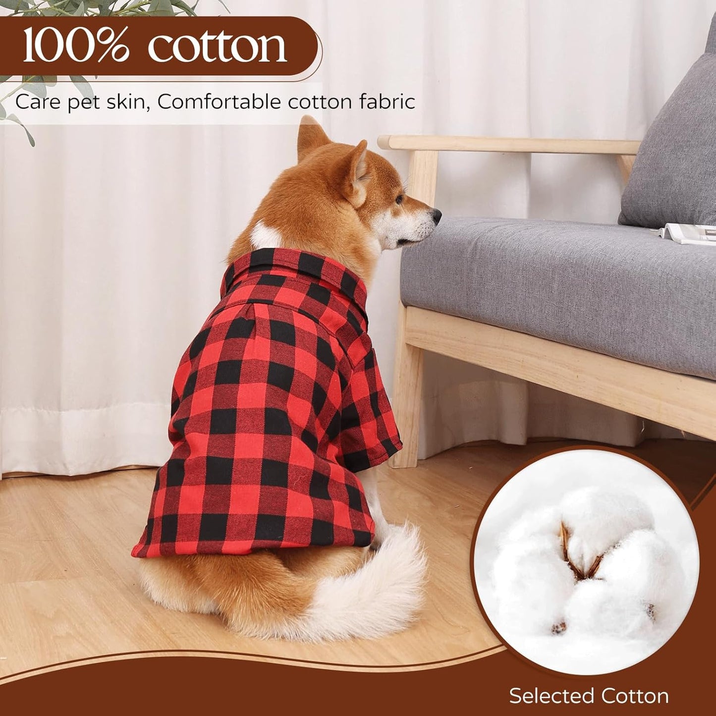 Dog Shirts Plaid Dog Shirt Dog Clothes for Small Medium Large Dogs Owner and Pet Shirts Are Sold Separately