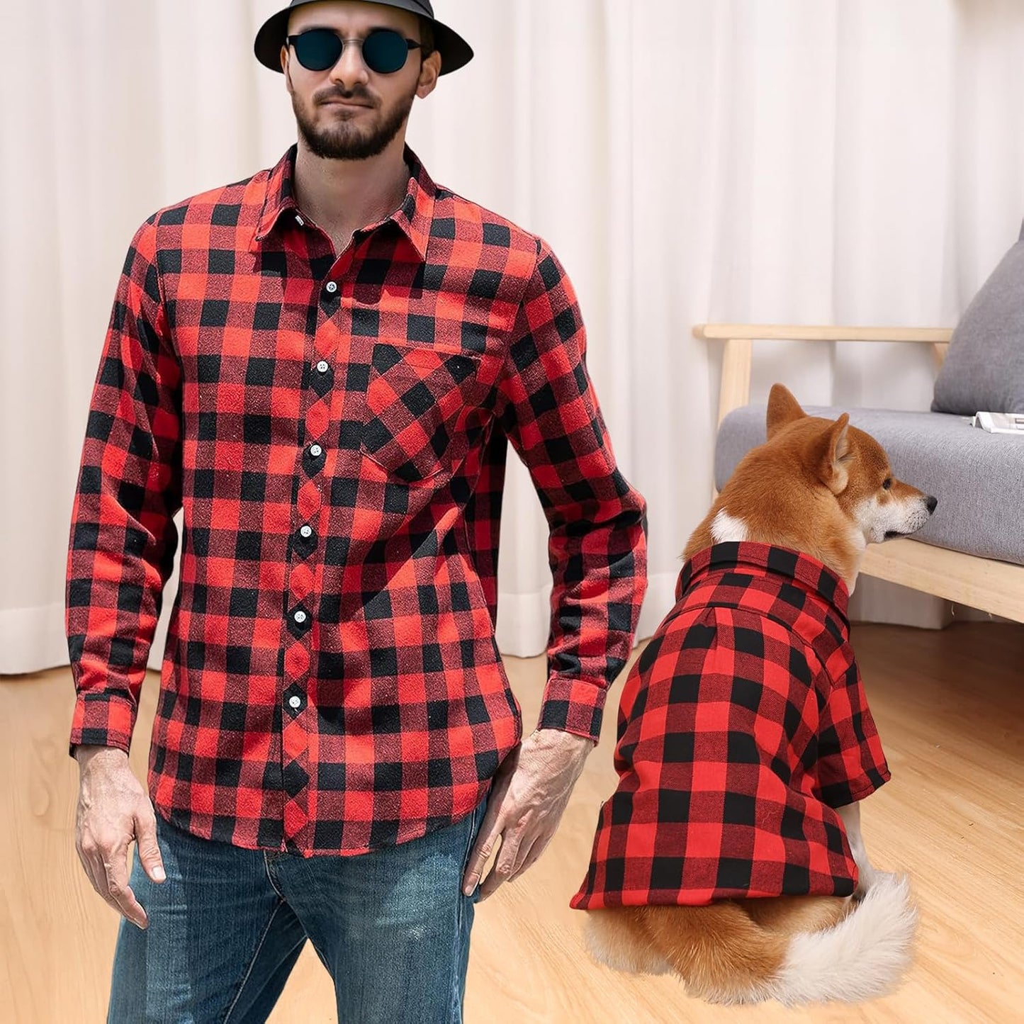 Dog Shirts Plaid Dog Shirt Dog Clothes for Small Medium Large Dogs Owner and Pet Shirts Are Sold Separately