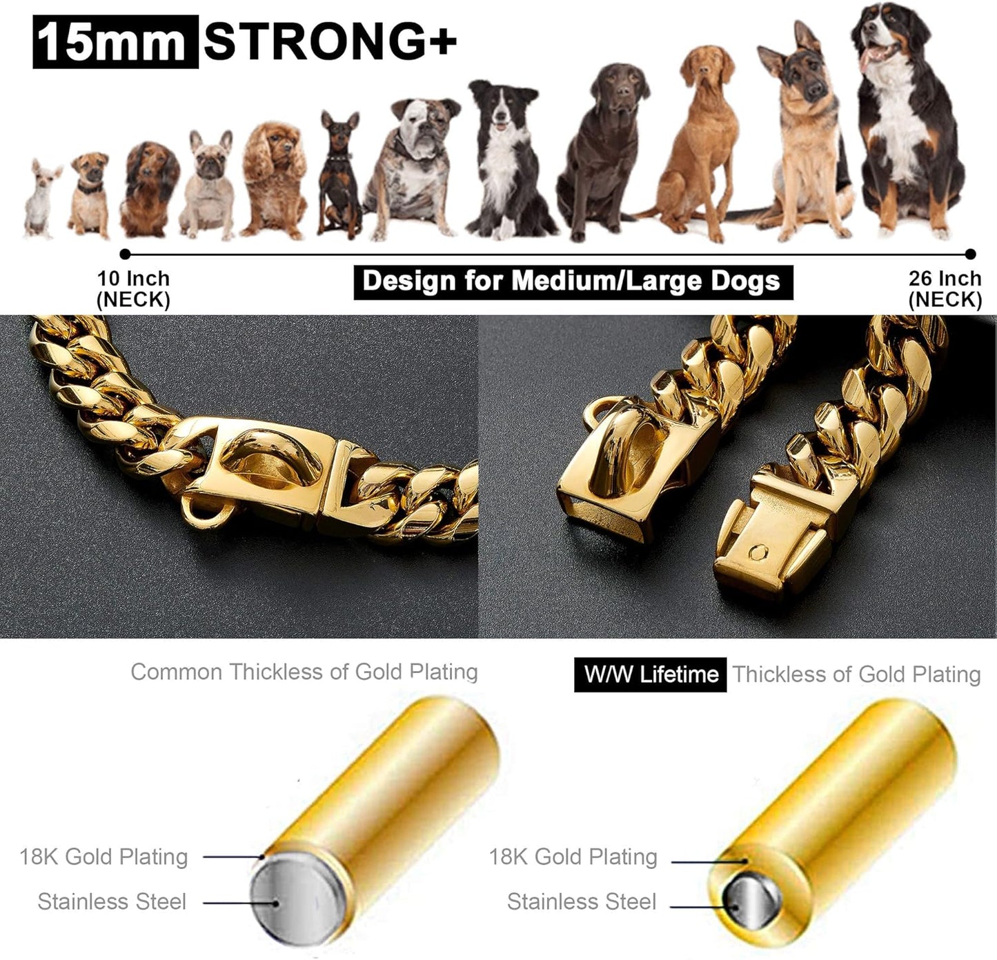 18K Cuban Link Doggie Gold Chain 