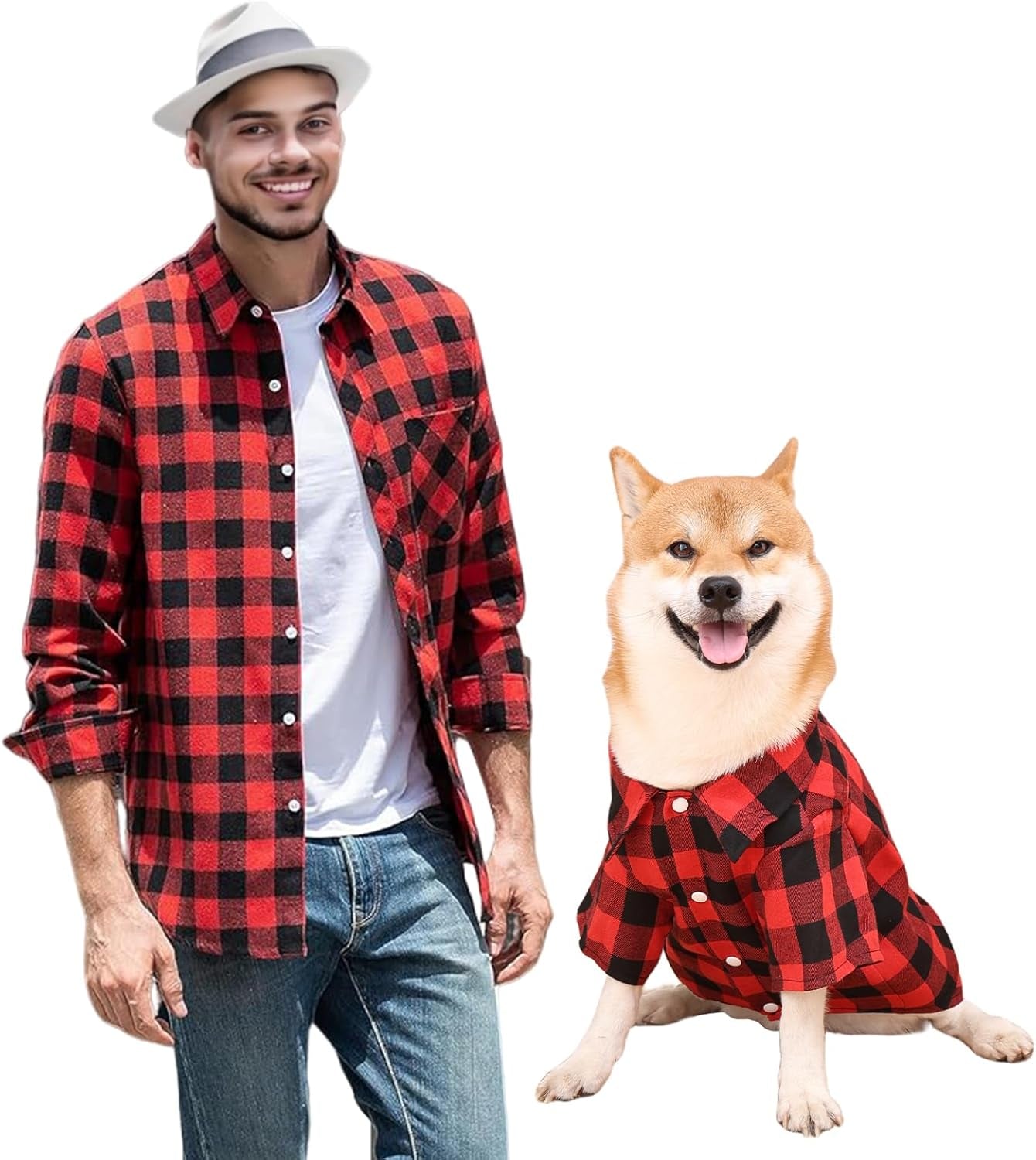 Dog Shirts Plaid Dog Shirt Dog Clothes for Small Medium Large Dogs Owner and Pet Shirts Are Sold Separately