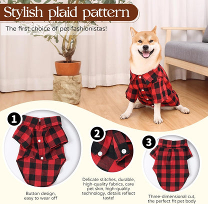 Dog Shirts Plaid Dog Shirt Dog Clothes for Small Medium Large Dogs Owner and Pet Shirts Are Sold Separately